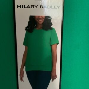 New Hilary Radley Women’s Vibrant Green Short Sleeve Blouse. Size M